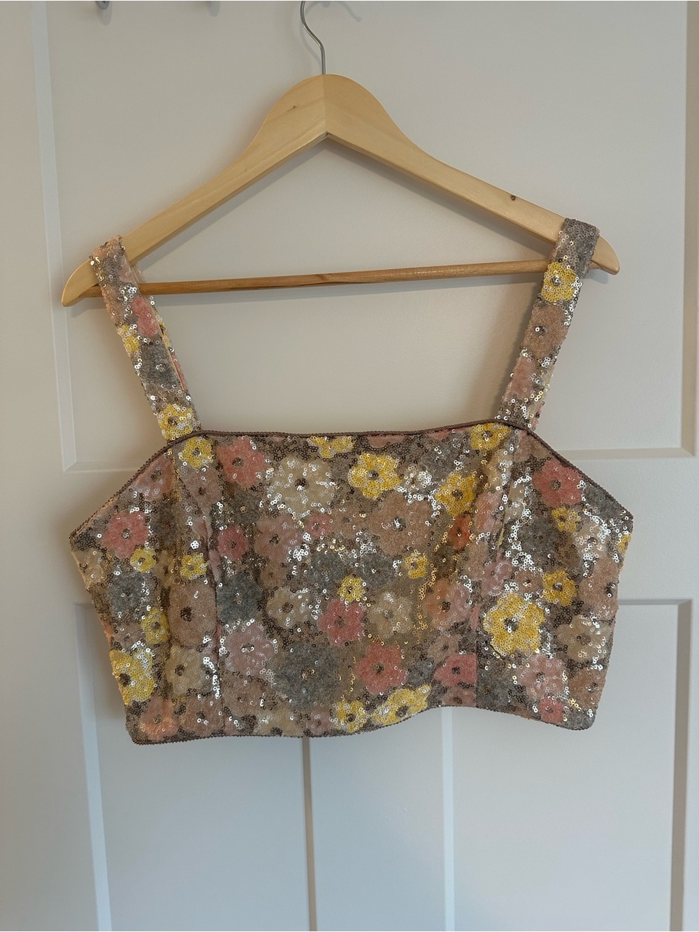 Altar'd Sequin Floral Crop Top